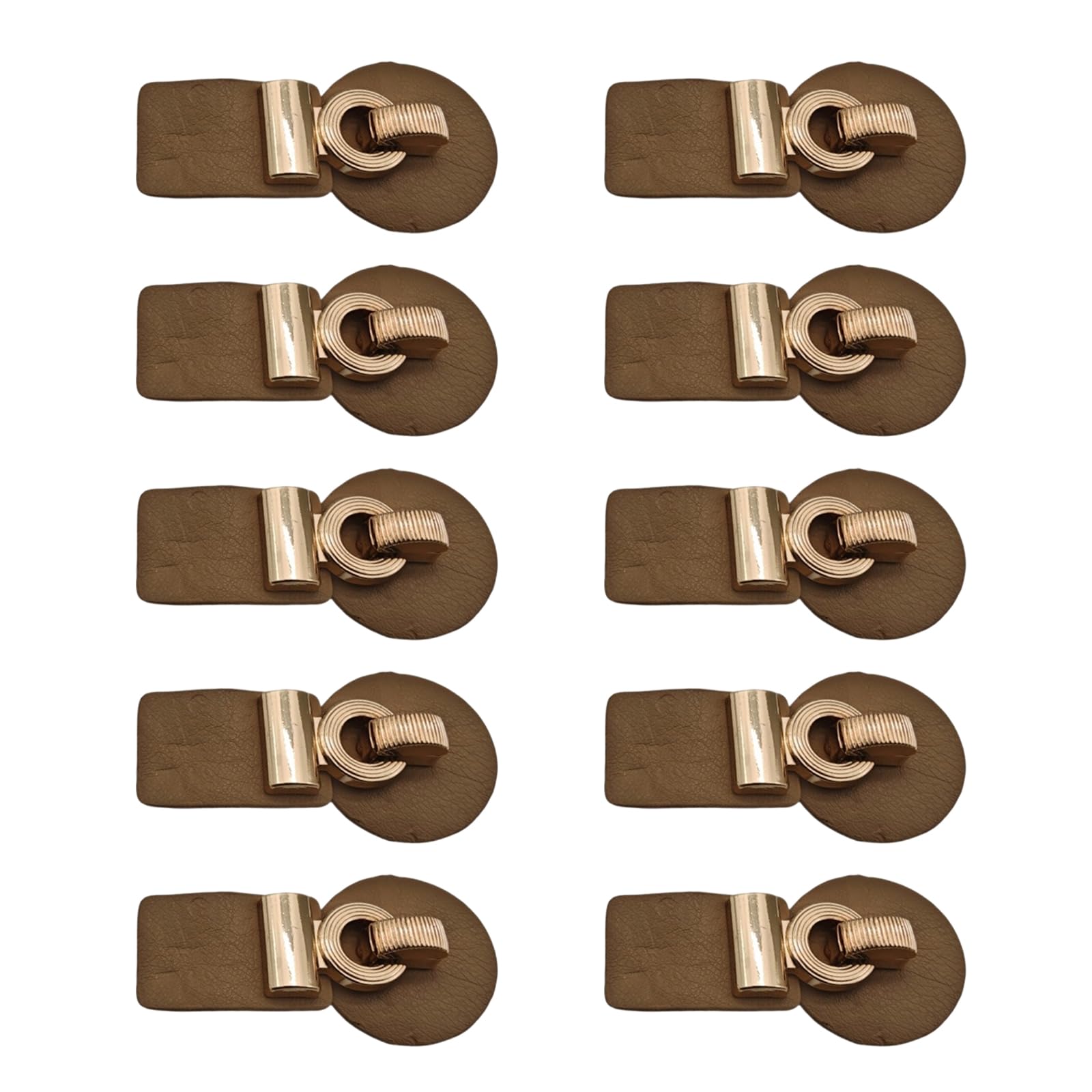 Hsioluted 10Pcs Leather Sew on Toggles with Metal Button Replacement Toggles Closures for Windbreaker Jackets Clothing Decoration Sew on