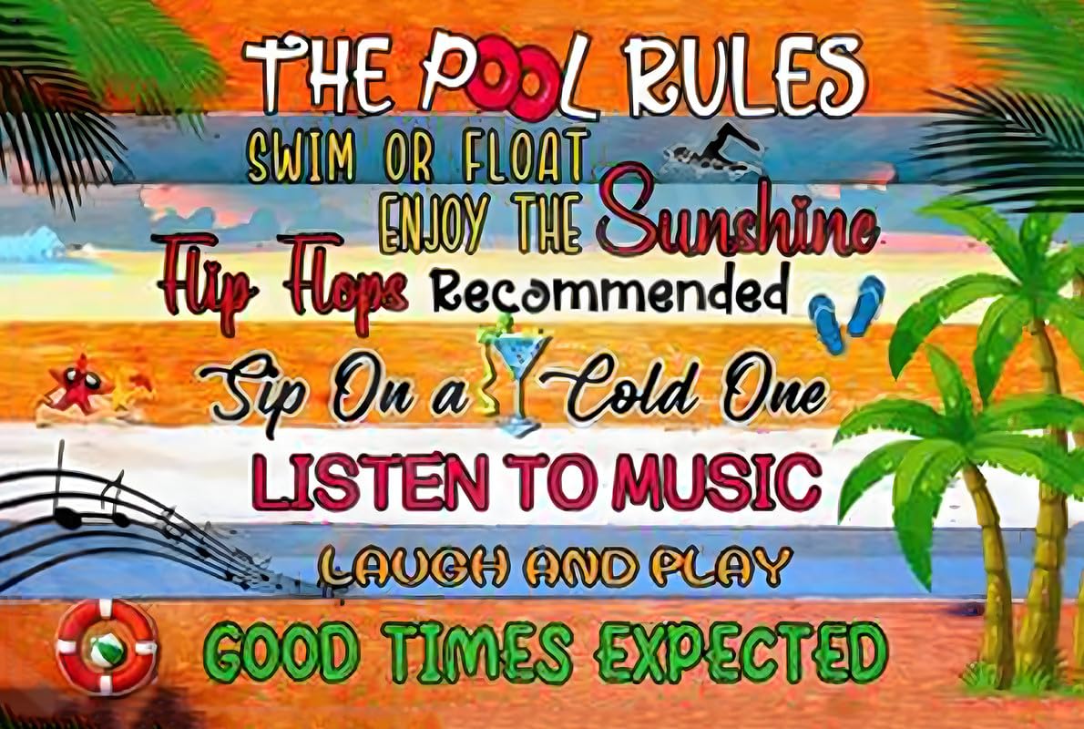 The Pool Rules Funny Sign Weatherproof Aluminum 8