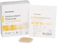 Vista 1 de McKesson 1886 Apósito hidrocoloide, respaldo de película, estéril, 2 pulgadas de ancho, 2 pulgadas de largo (paquete de 20)