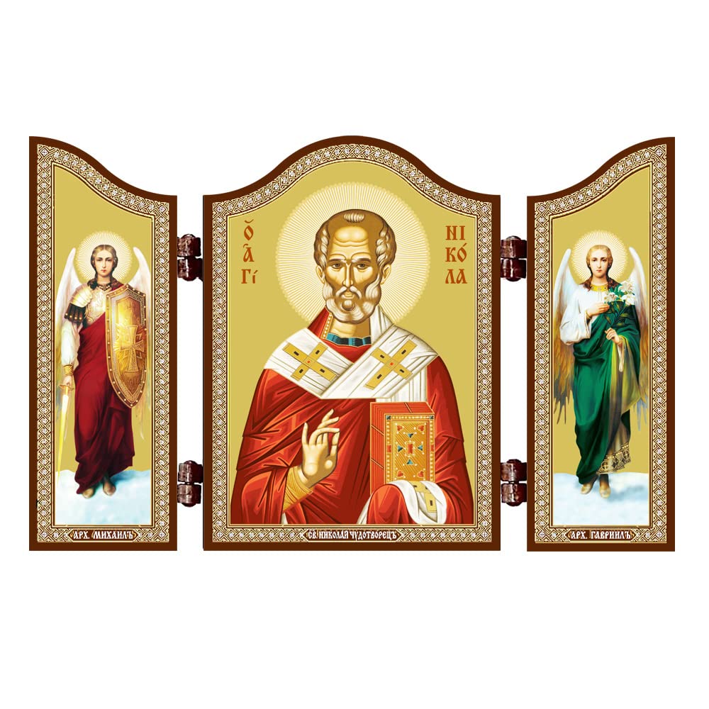 NKlaus Saint Nicholas Christian Icon Triptych Saints Representation 1442