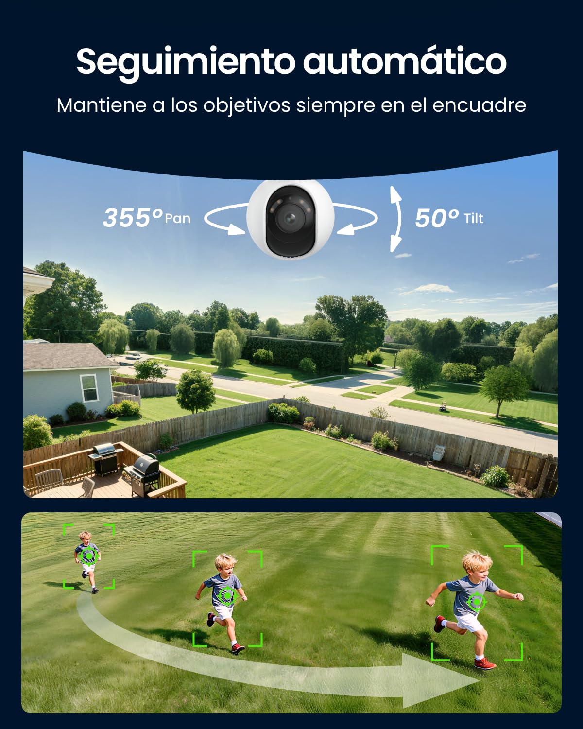 Reolink 4K Camara Vigilancia WiFi Exterior con Pan&Tilt, Seguimiento automático, Wi-Fi 6, Camara Vigilancia Domicilio WiFi con detección Inteligente, focos, Audio bidireccional, E1 Outdoor S