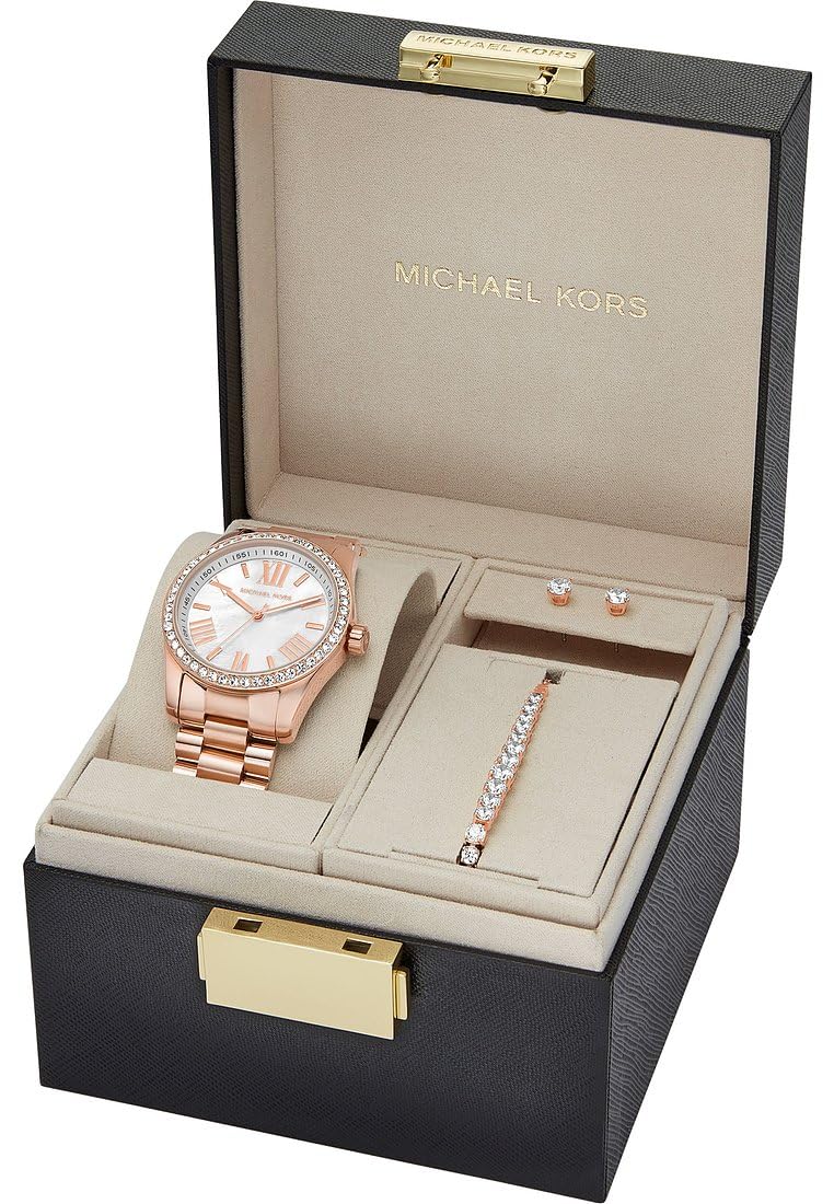 Michael Kors Lexington Watch für Damen, 38 mm Quarz-Dreizeigerwerk mit Edelstahl- oder Lederarmband
