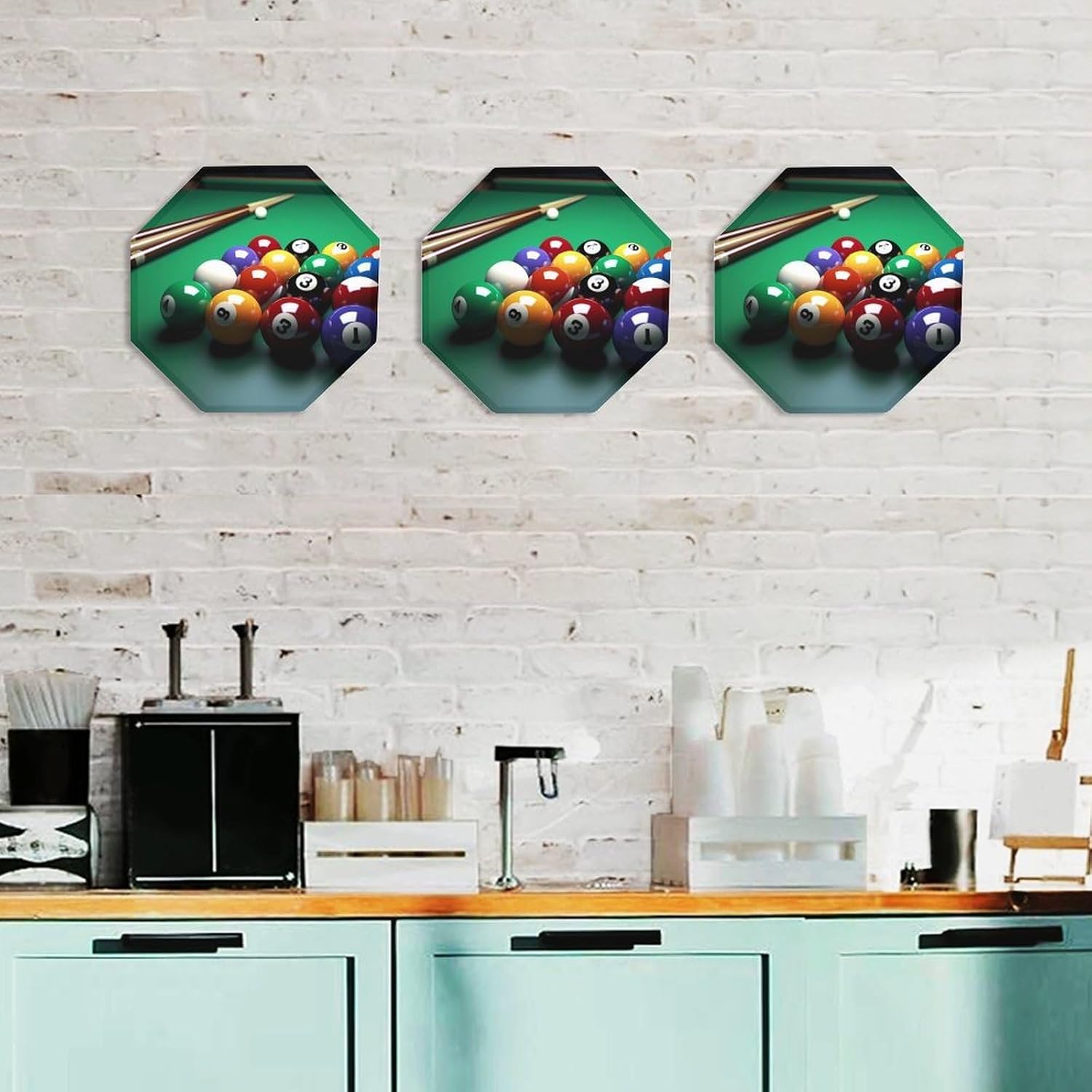 Ctagon Metal Sign for Home, Modern Display Plate for Kitchen, Billiards Plates Accent Hanging Wall Decorations 3PCS for Living Room, Bedroom, Hallway, Hotel