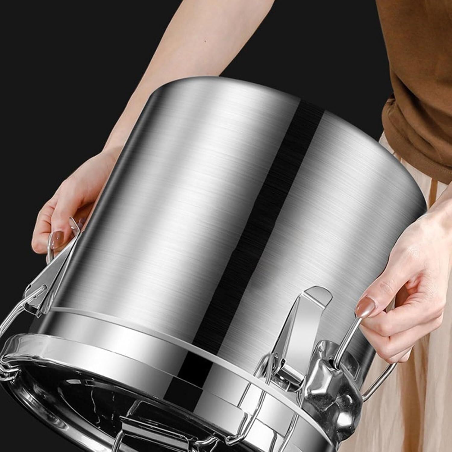 Contenitore ermetico in Acciaio Inox 316 per dispensa da Cucina | Contenitore ermetico in acciaio inossidabile 316 con coperchio sigillante, ideale per farina, caffè e alimenti secchi.
