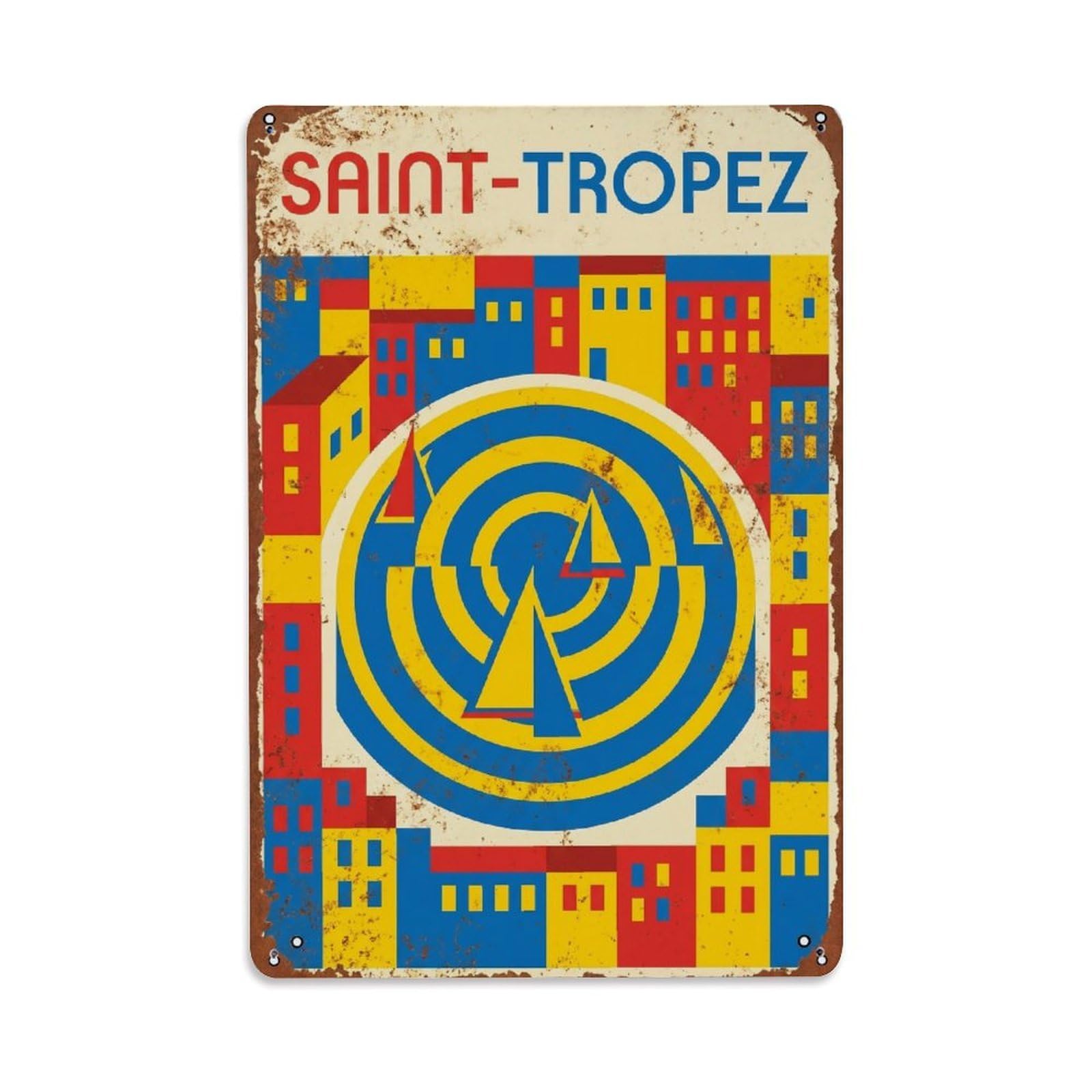Fyrn Style Metal Tin Sign Vintage Travel Saint-Tropez France Lane