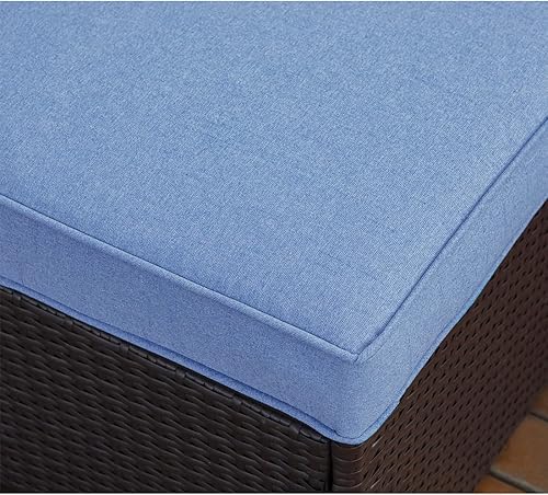 Miniatura 4 de COSIEST Juego de 2 sillas complementarias sin brazos para muebles de exterior para expandir sofá seccional de mimbre marrón chocolate con cojines