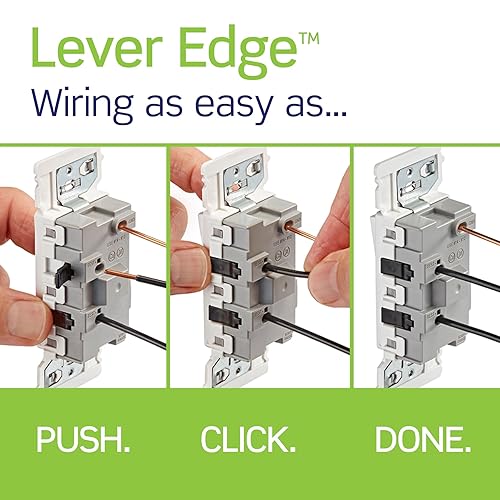 Miniatura 3 de Leviton Lever Edge - Interruptor basculante de un solo polo de 15 amperios, paquete de 10, E5601-MW, color blanco