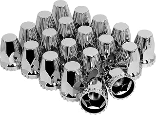 Lug Nut Covers for Semi Trucks, 33mm X 2-7/8 Inch Screw on Lug Nut Covers ABS Plastic with Chrome Plated 20 Pack Lug Nut Covers Kit