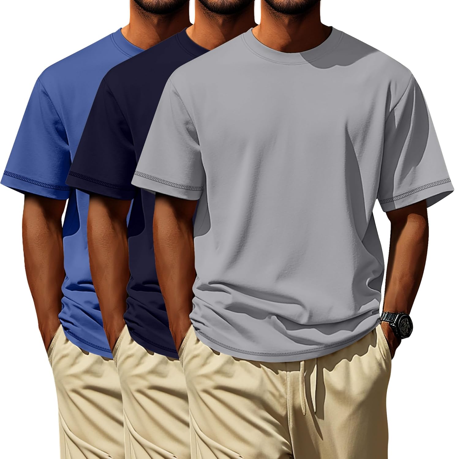 Neer 3 Pack Big and Tall Shirts for Men L-7xl, Short Sleeve Men Crewneck Tops Loose Casual Large T-Shirts Summer Basic Tee