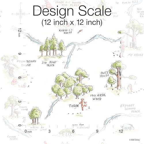 Miniatura 6 de Disney Winnie The Pooh RMK12440RL - Papel tapiz autoadhesivo con mapa de madera de 100 acres