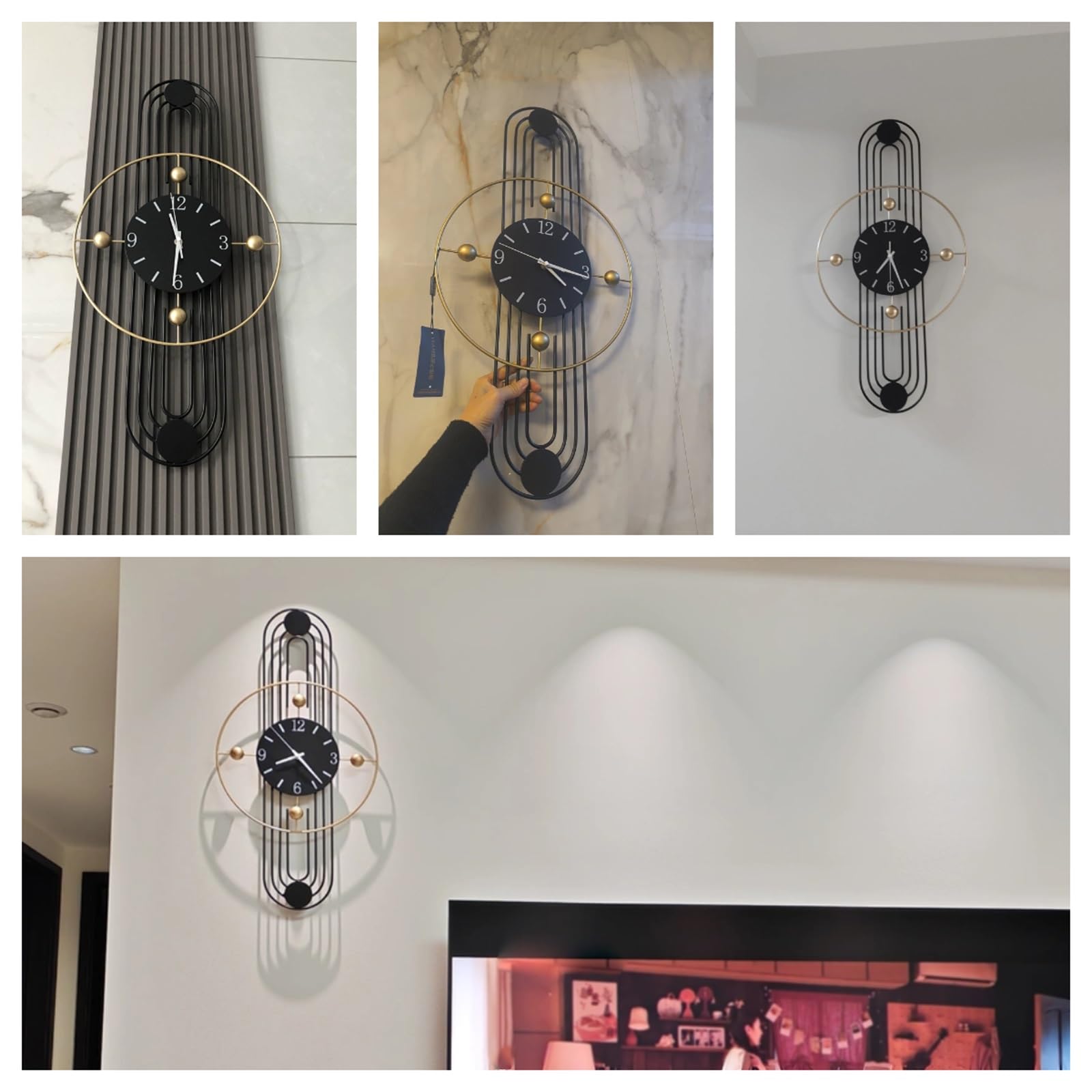 Nowoczesny zegar ścienny, cichy, nietykający design, metalowa rama na baterie, stylowa dekoracja do salonu, sypialni, jadalni