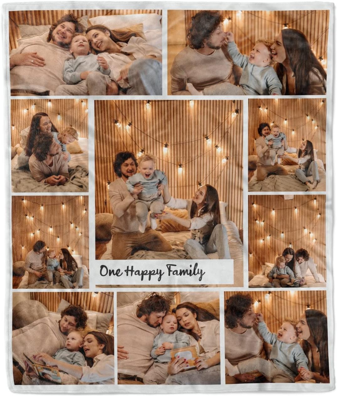 Customized Photo Blanket - Family Blanket with Text. Make Your Own Fleece Throw Blanket. Gift for Anniversary, Thanksgiving, Birthday & Christmas. (Photo Blanket 29, 60"X80")