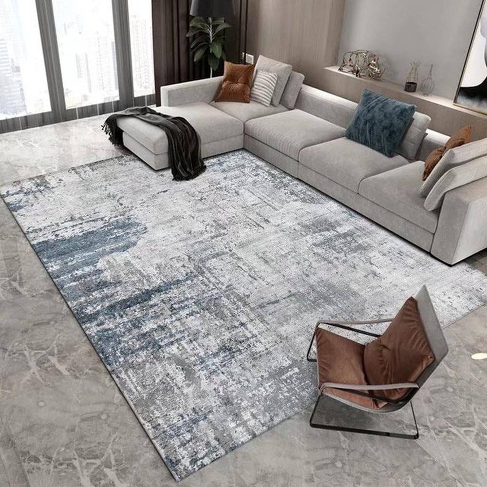 Tapis de chevet flanelle doux gris et vert moderne 60x90 cm
