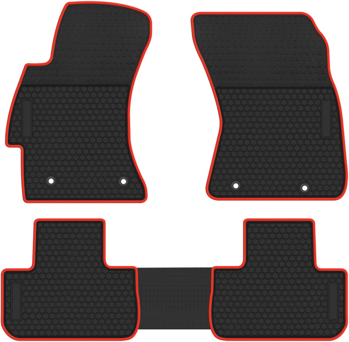 biosp Car Floor Mats for Forester 2014-2018 Front and Rear Heavy Duty Rubber Liner Set Black Red Vehicle Carpet Custom Fit-All Weather Guard Odorless