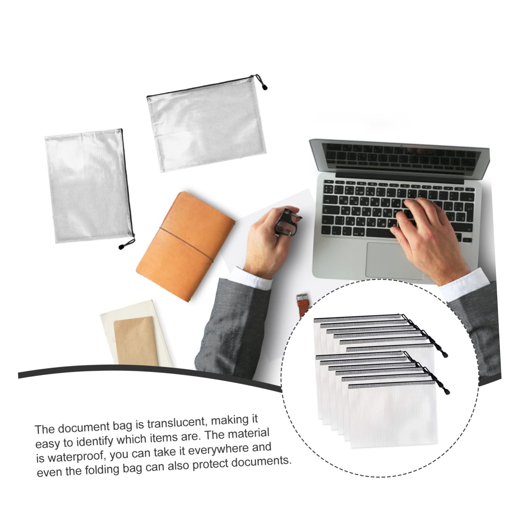 10pezzi Buste Portadocumenti in Plastica Pvc Cerniera Sacchetti Organizzatori Per Cancelleria Libri e Documenti Design Semplice e Durevole