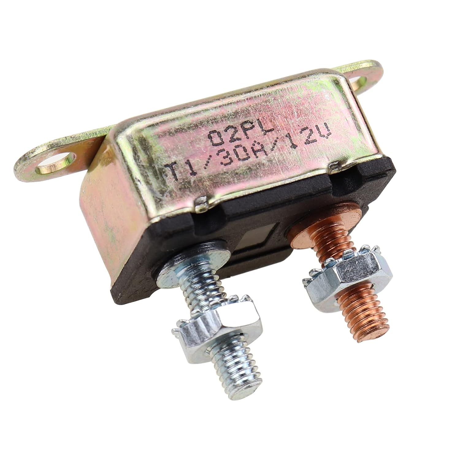 12V Universal Automatic Reset Stud Type Circuit Breaker 30A, Lengthwise Bracket 3Pack (30A)