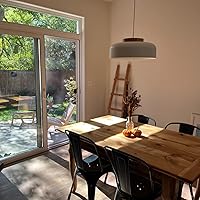 Vista 6 de Large Pendant Lighting, 17.7 inch,Natural Wood Cap, Adjustable Cord,Simple Modern Chandelier for Dining Room, Kitchen Table Matte White