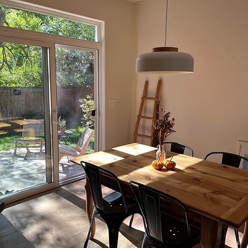 Miniatura 6 de Lámpara colgante grande, 17.7 pulgadas, tapa de madera natural, cable ajustable, lámpara de araña simple y moderna para comedor, mesa de cocina,