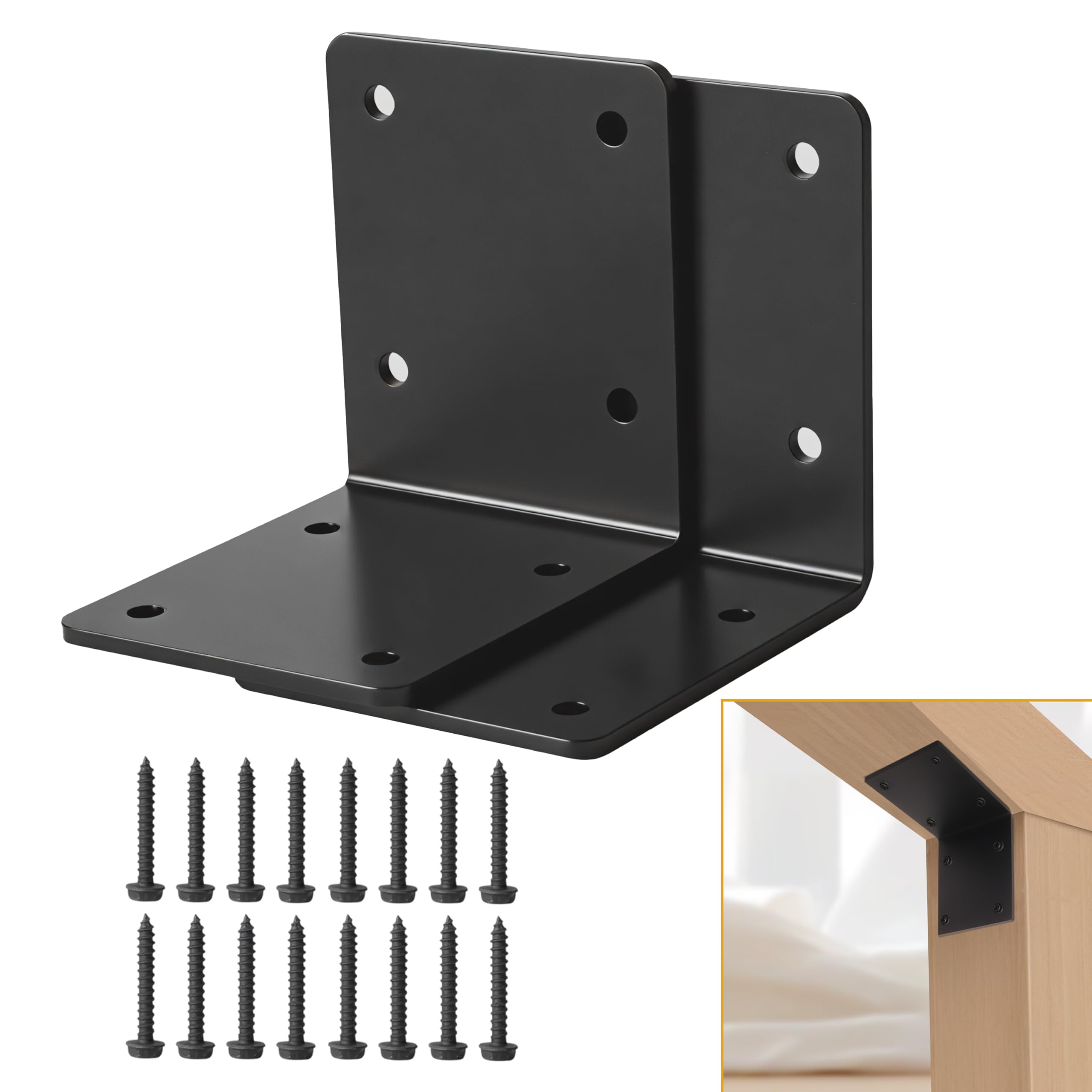 Confezione da 2 staffe angolari in acciaio resistente, 15,2 x 15,2 x 12,7 cm, staffa ad angolo retto a L, spessore 5,7 mm, staffa angolare per giunti in metallo, mensole in legno, supporto per mobili