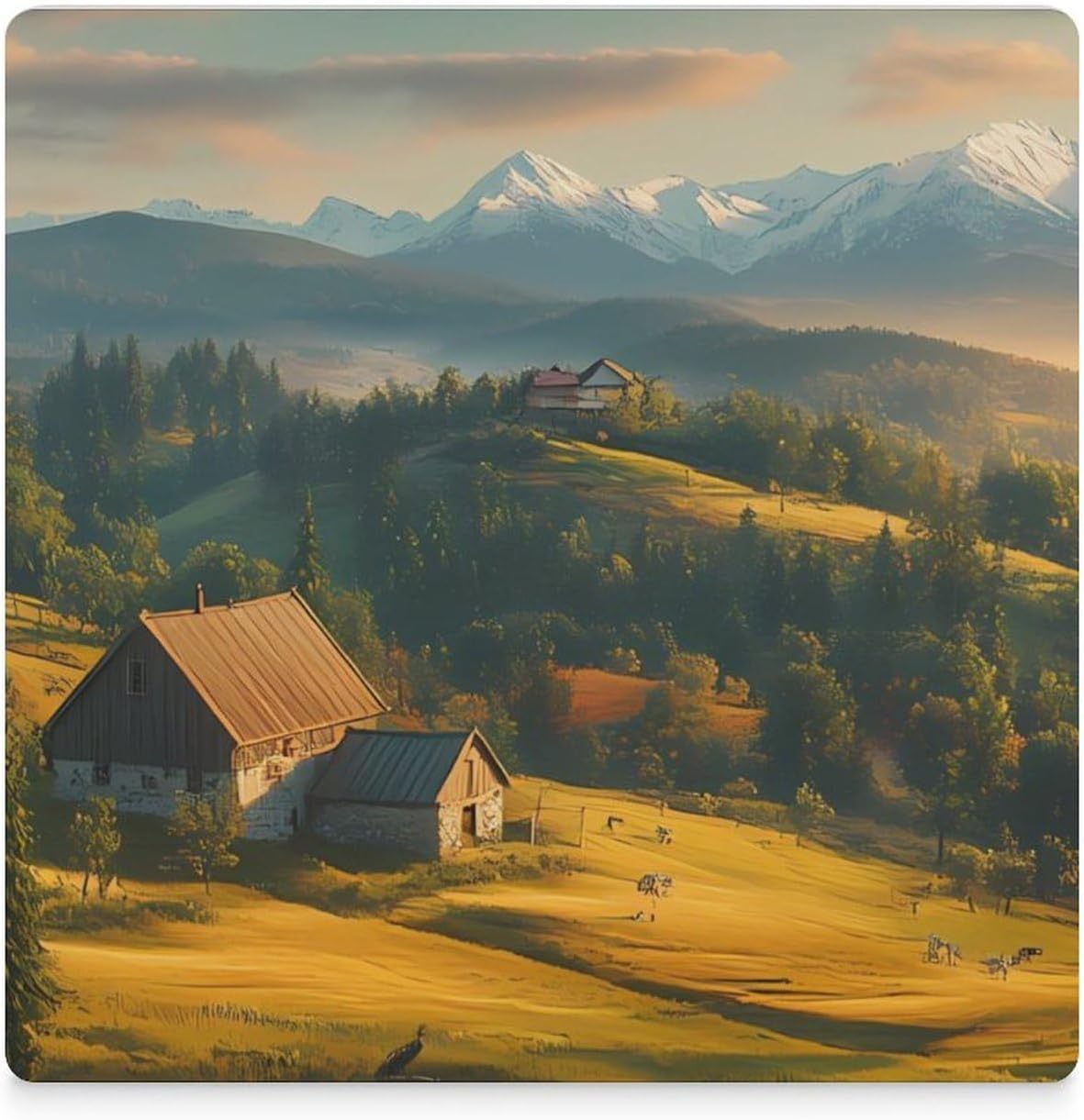 Carpathian Mountains Ukraine Coasters for Drinks Square Table Coasters Set Cup Mats with Cork Base
