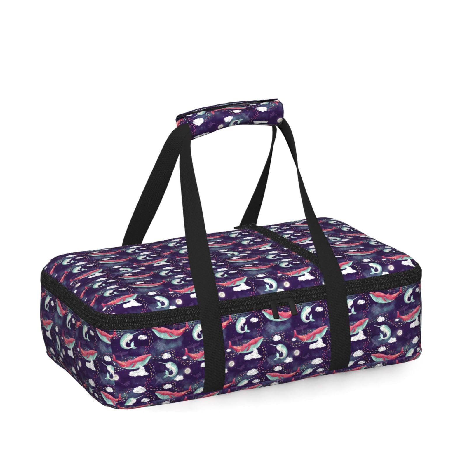 Whale Print Insulated Thermal Food Storage Bag Daily Reusable Picnic Tote Lunch Box Home