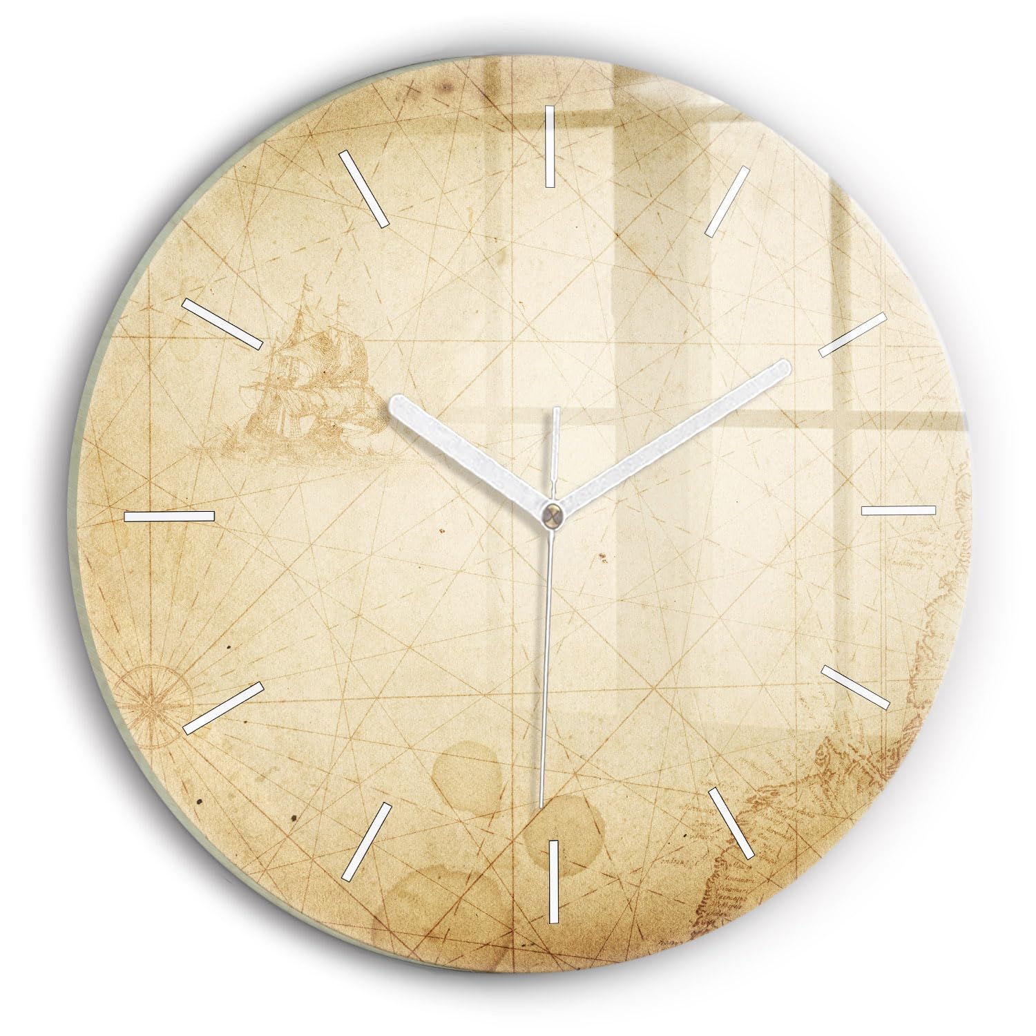 Horloge en verre 30 cm Wallfluent carte du monde pour salon