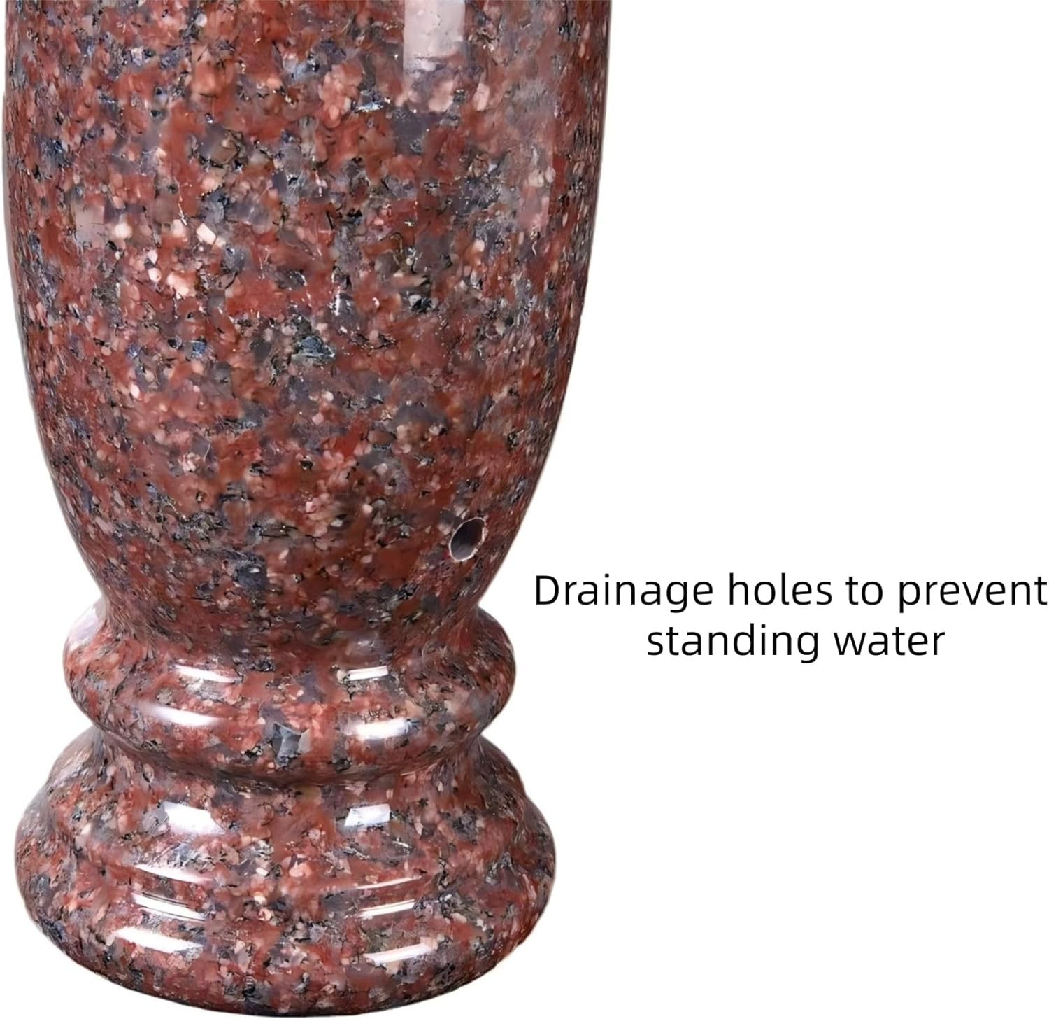 Granite Cemetery Vase for Grave Markers, Headstone Memorial Flower Holder