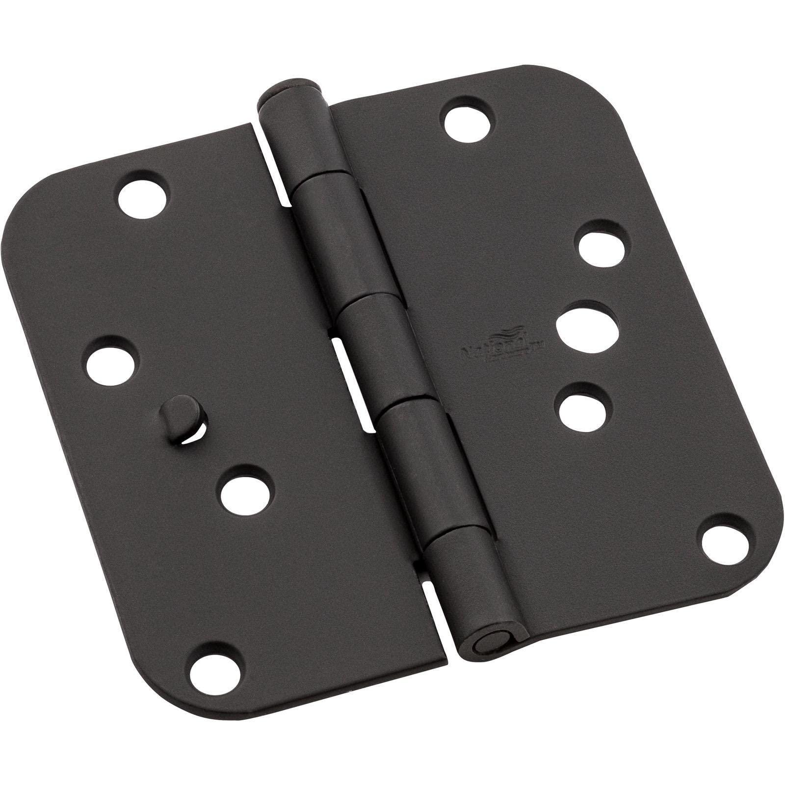 National Security Stud 4 Inch 5/8 Radius Corner Door Hinges Black 3 Pack