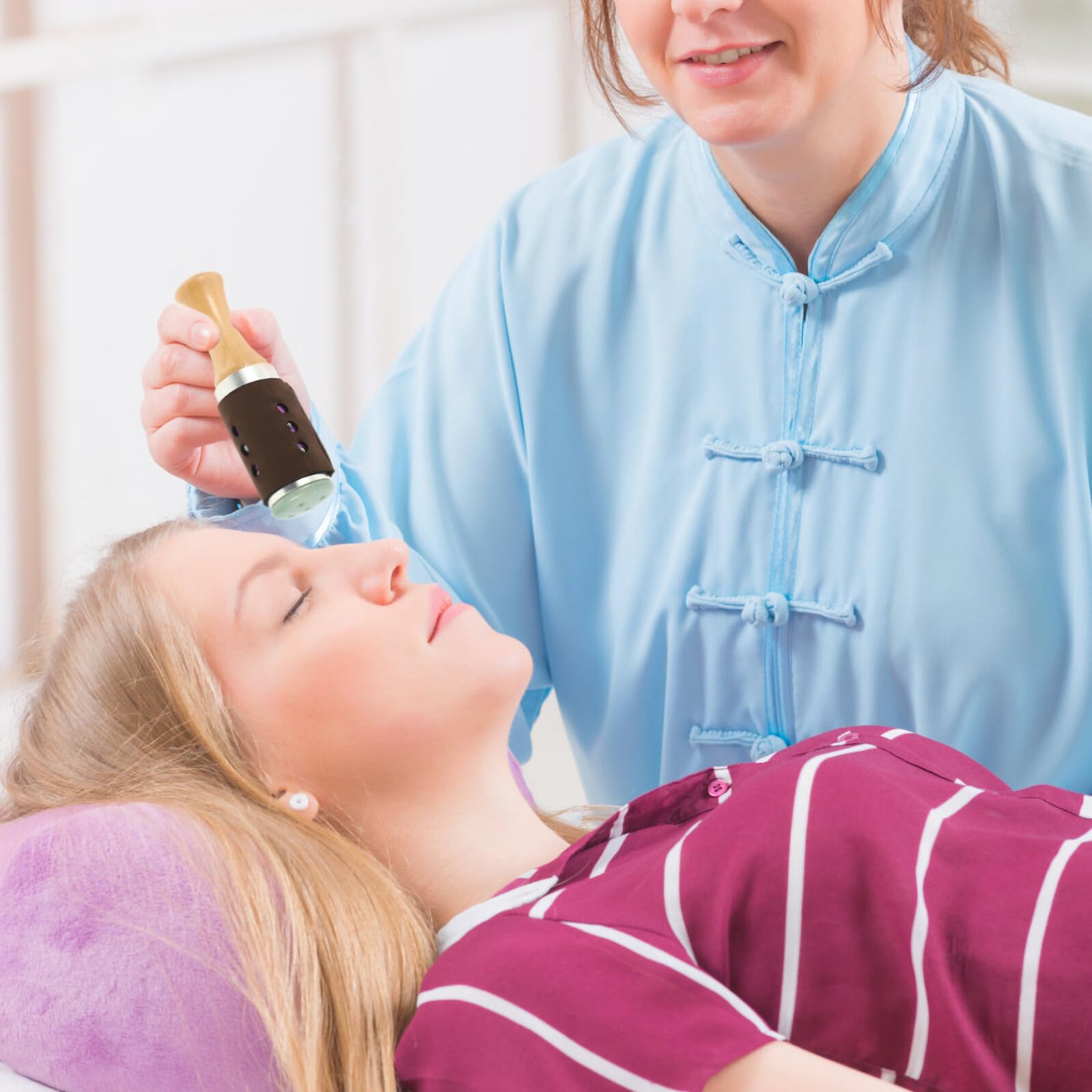 Barra de Moxibustión Portátil para Masaje Facial y Corporal, Varilla de Jade Púrpura para Calentamiento y Relajación, Uso en Manos y Pies, Herramienta de Bienestar para Hombres