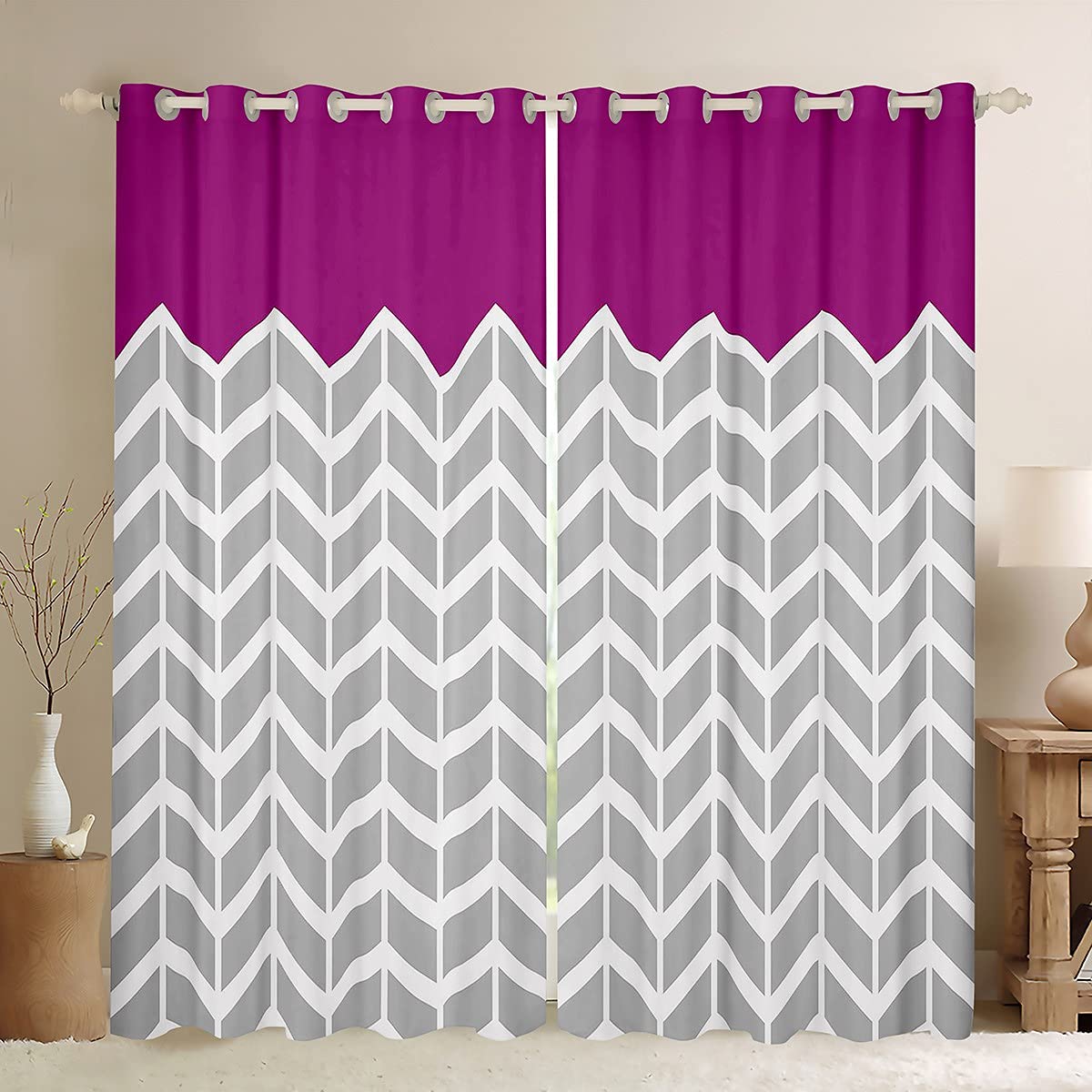 3D Geometric Print Window Curtains for Bedroom Living Room Arrow Window Drapes for Kids Boys Girls Modern Style Vibrant Window Treatments Purple W46*L54 โ image 1