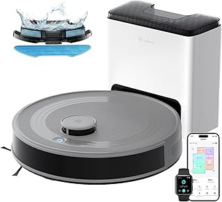 Lefant M2S Plus Aspirateur Robot Laveur avec Station, 10000Pa, Aspirateur Automatique Poussière, Évitement d'obstacles, 240min, Idéal pour Les Poils d'animaux Tapis Sols Durs, Connecté avec Alexa/App