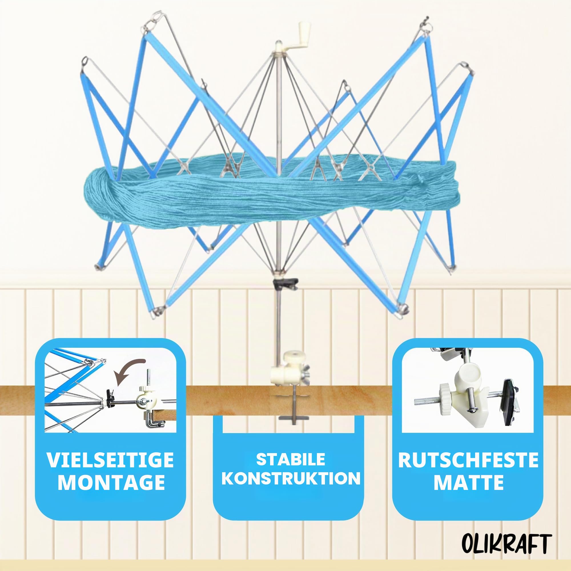 Wollspule für Wollkugeln und Wollspender (mit Wollknäuelhalter) | Basis-Set geeignet für Wollknäuel | Wollspule