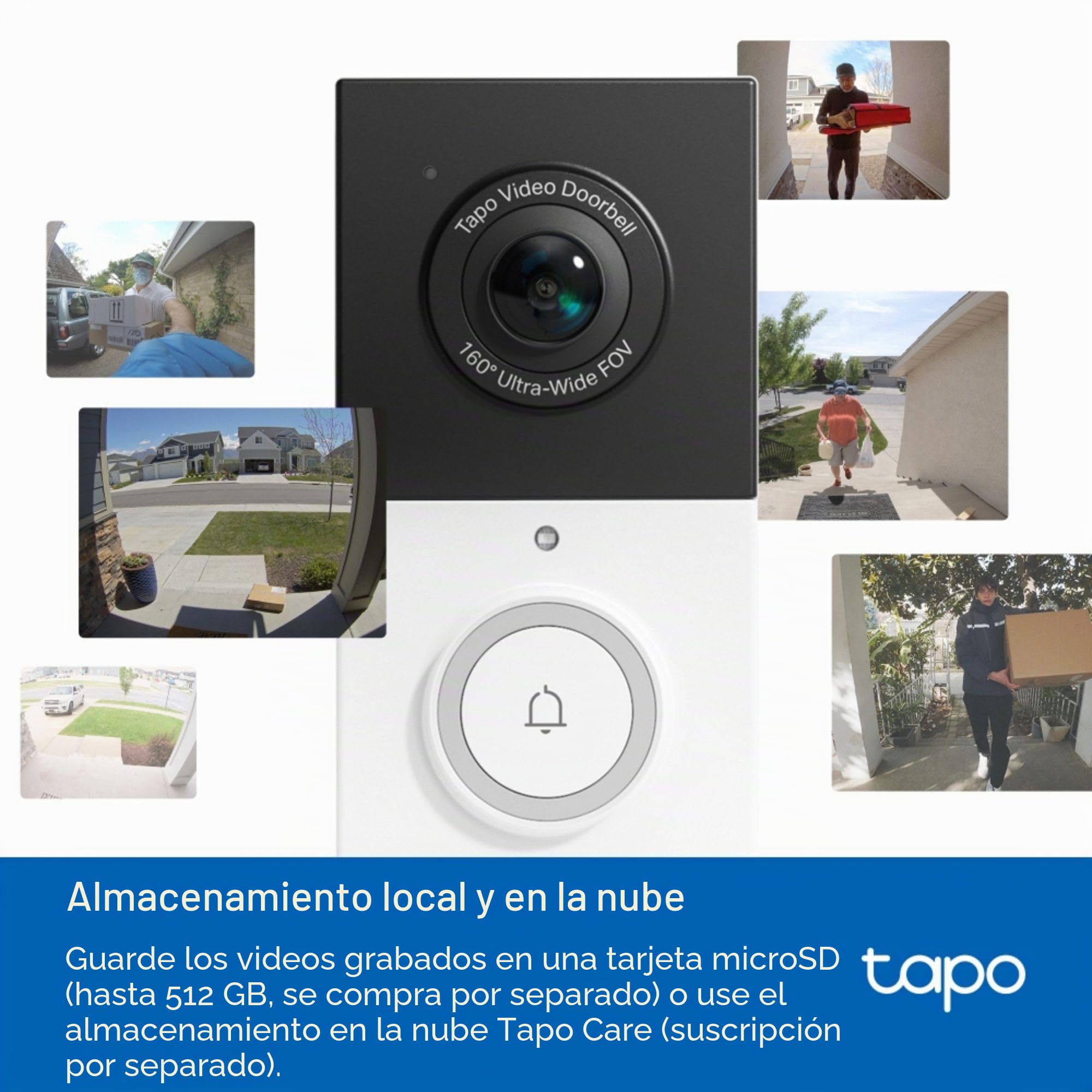 Tapo D210 - Timbre inalámbrico 2K 3MP cámara Ultra Transparente, Timbre de Video inalámbrico, Timbre de Timbre Incluido, Noche de Color, detección de IA sin TP-Link, IP65, batería de 6 Meses, sin