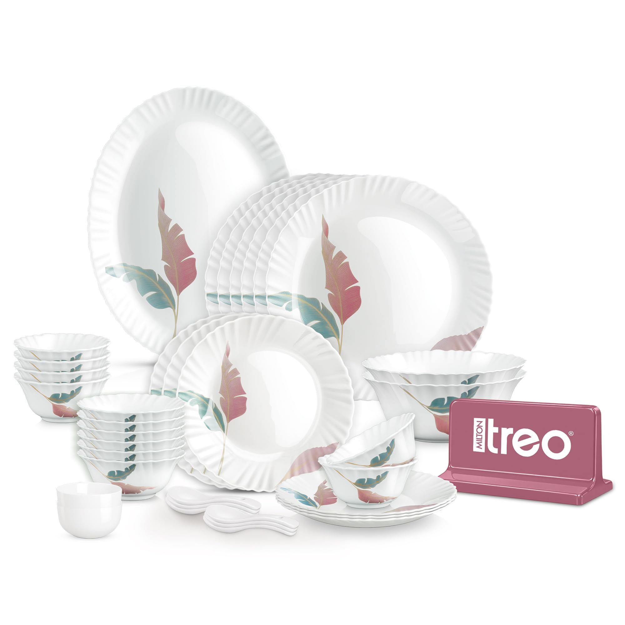 Treo Milton Opalware Dinner Set - 35 Piece, Dishwasher Safe -1