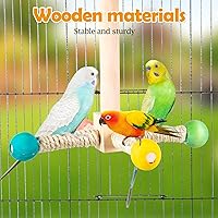 Vista 18 de Juguetes de madera para periquitos, 11 unidades, para pájaros, plataforma, columpio, colgante, masticar, juguete para escalar, escalar, jaula