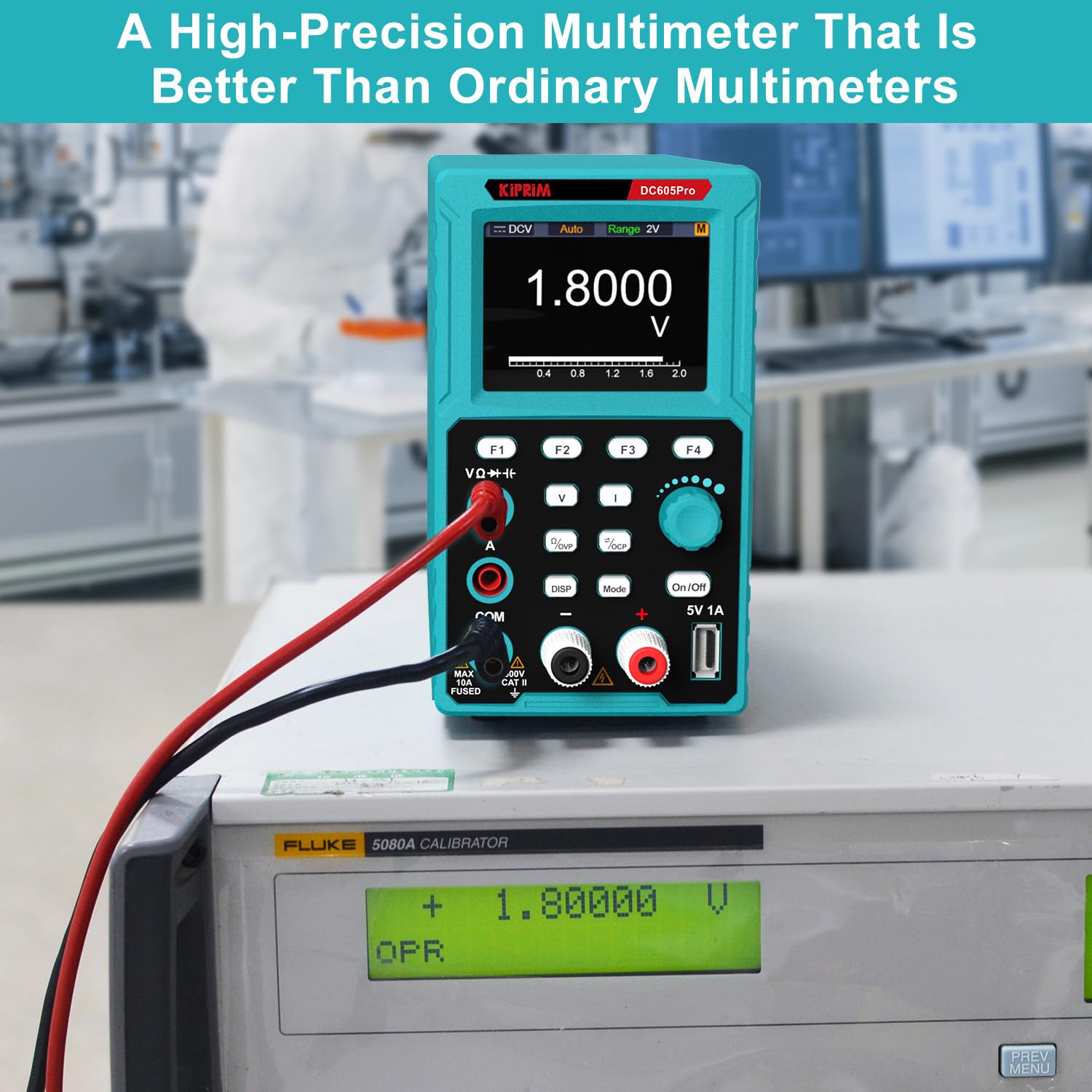 Kiprim 2-in-1 Programmierbares Labornetzgerät und Multimeter (0–60 V, 0–5 A) DC605Pro Labornetzteil mit Datenspeicher, hoher Präzision, OCP, OVP, PC-Software und USB-Aufladung