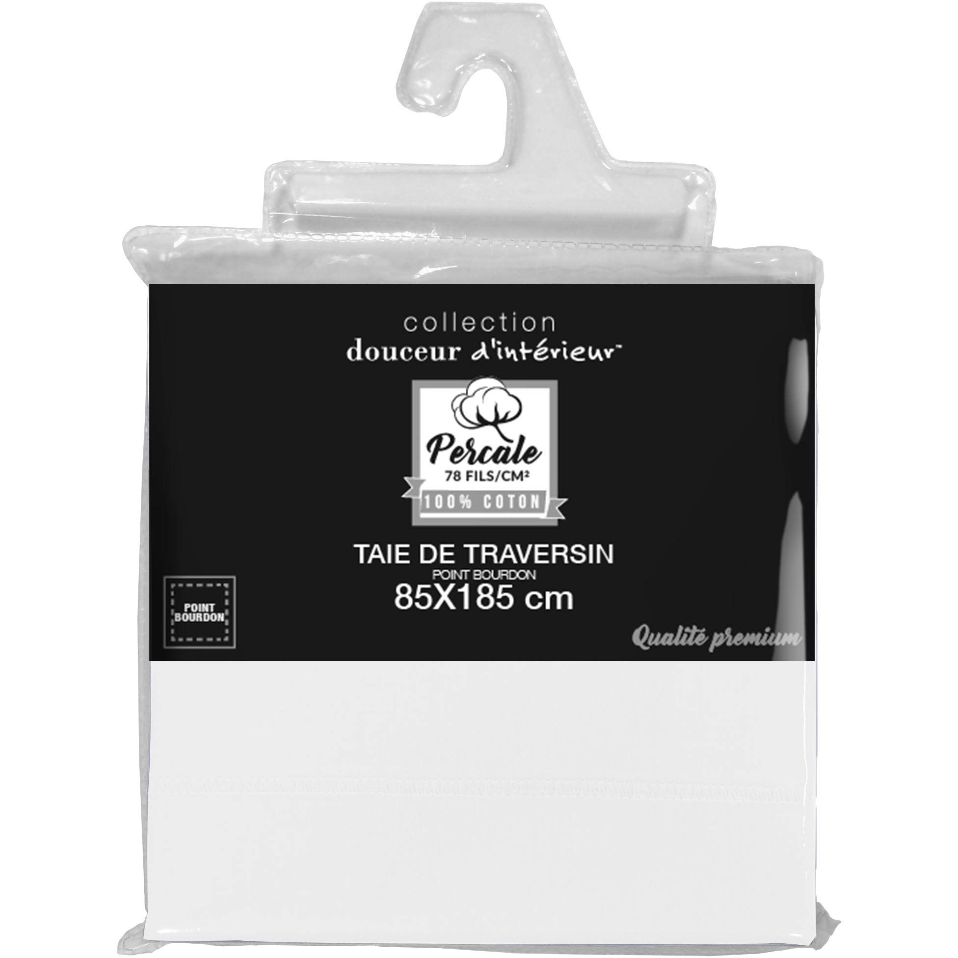 Federa per Cuscino in Percalle a Tinta Unita 85 x 185 cm Bianco DOUCEUR D'INTERIEUR Dolcevita
