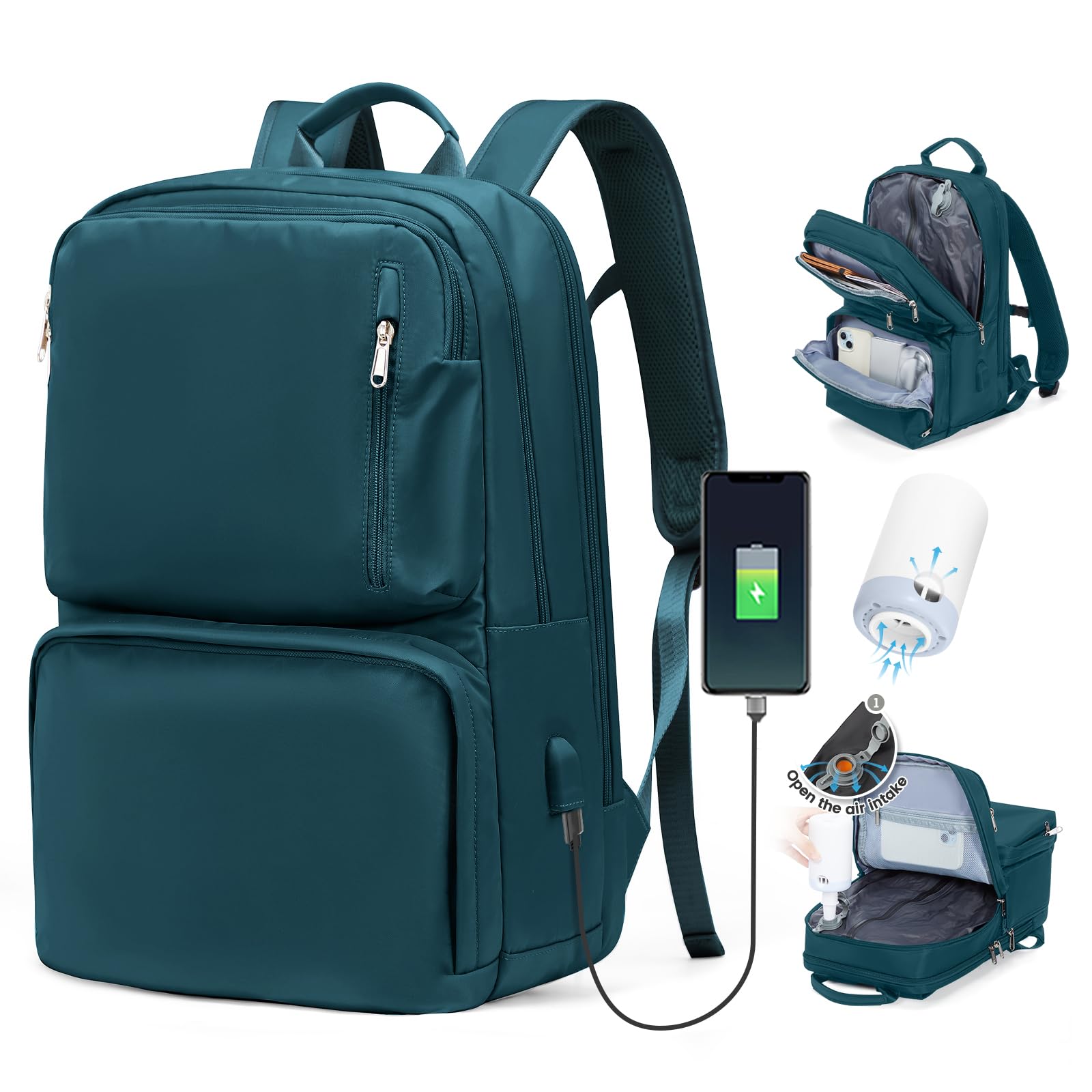 BJLFS Zaino da Viaggio con Sottovuoto Ryanair 40x30x20 Wizzair Bagaglio a mano 40x20x25 Ryanair con Pompa Borse da Cabina per Easyjet 45x36x20 con compressione sottovuoto,Zaino Casual per Laptop