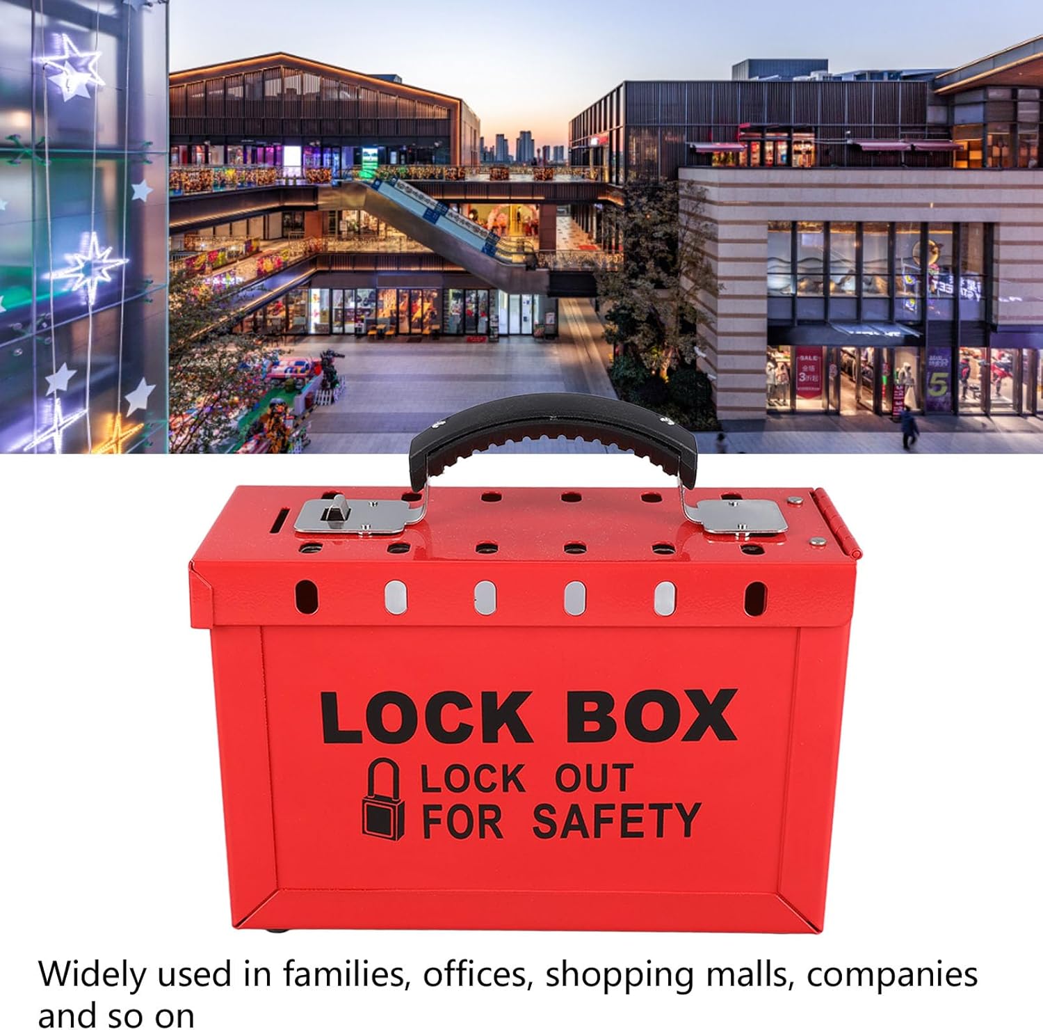Lockout Tagout Group Lock Box Group Lock Box Red Padlock Box Group Safety Lockout Box Portable Transparent Window Safety Lockout Tagout Box for Office Shopping Mall Home