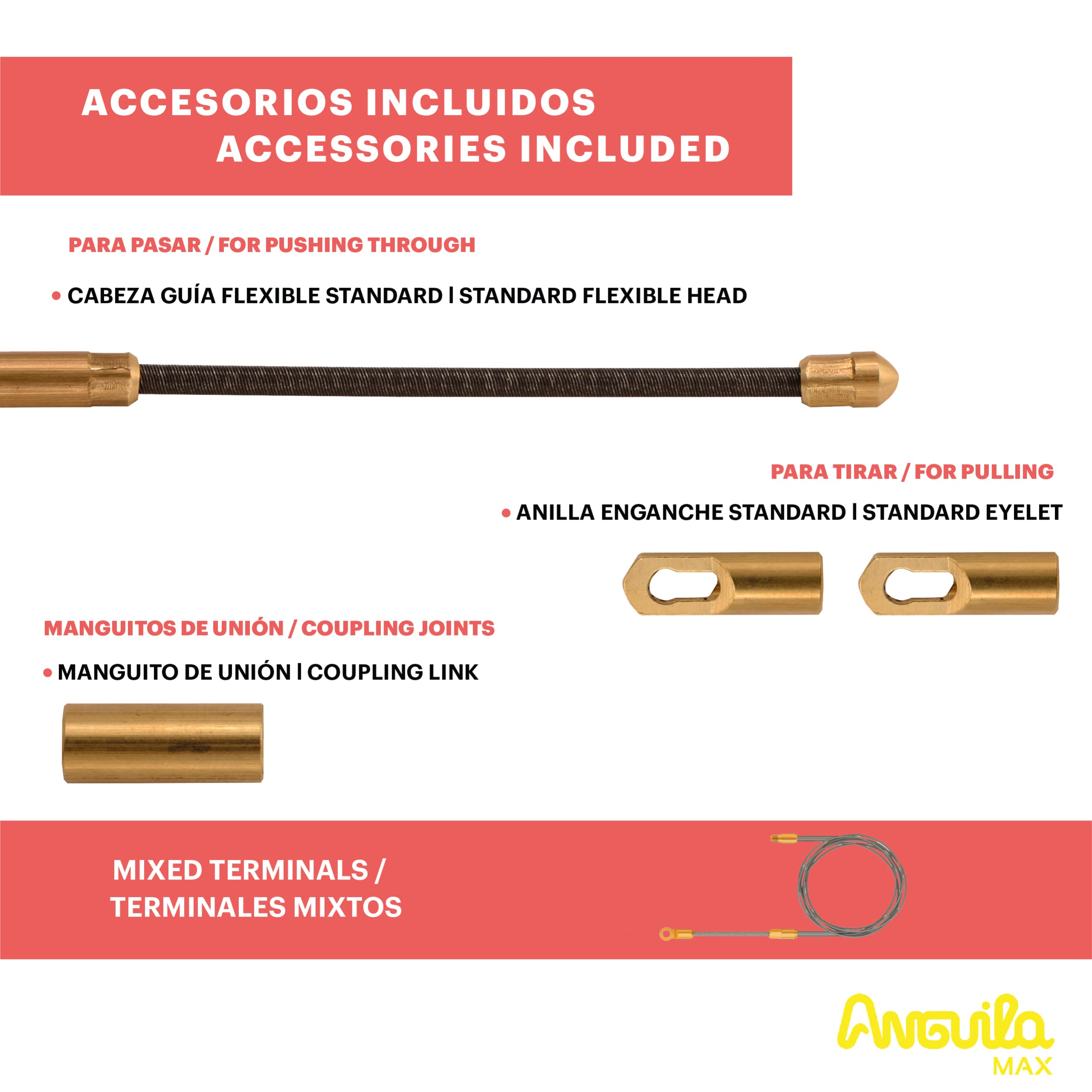 Anguila Max | Guía Pasacables | Terminales Mixtos | Acero + Nylon | Color Púrpura | Diámetro 4mm | 12 metros