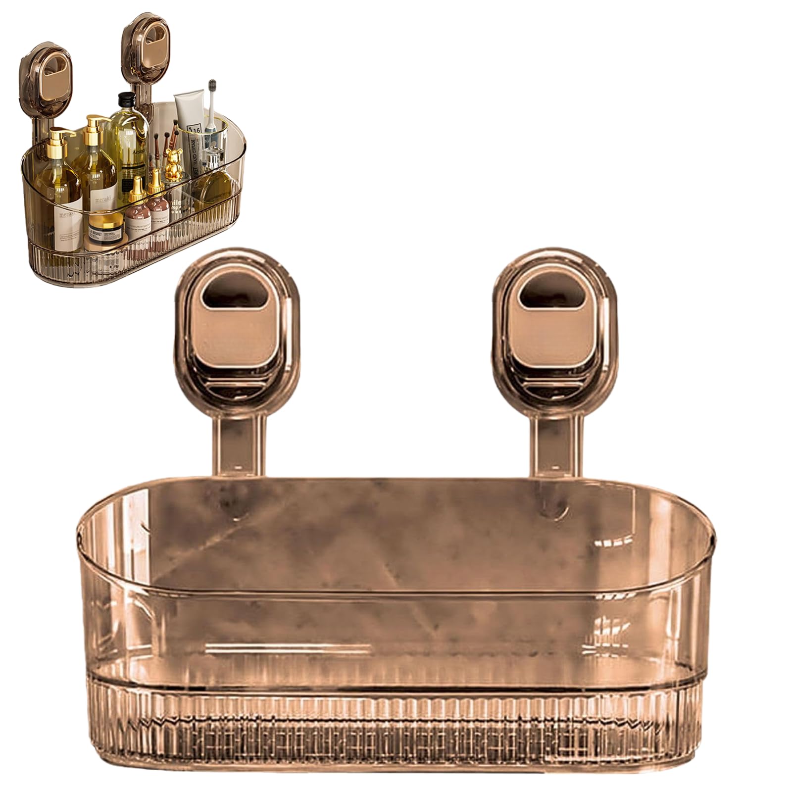 Xeaaou No-Drill Bathroom Suction Storage Box Large Capacity Strong Load-Bearing Glacier Pattern Suction Cup Shower Caddy Hanging Shower