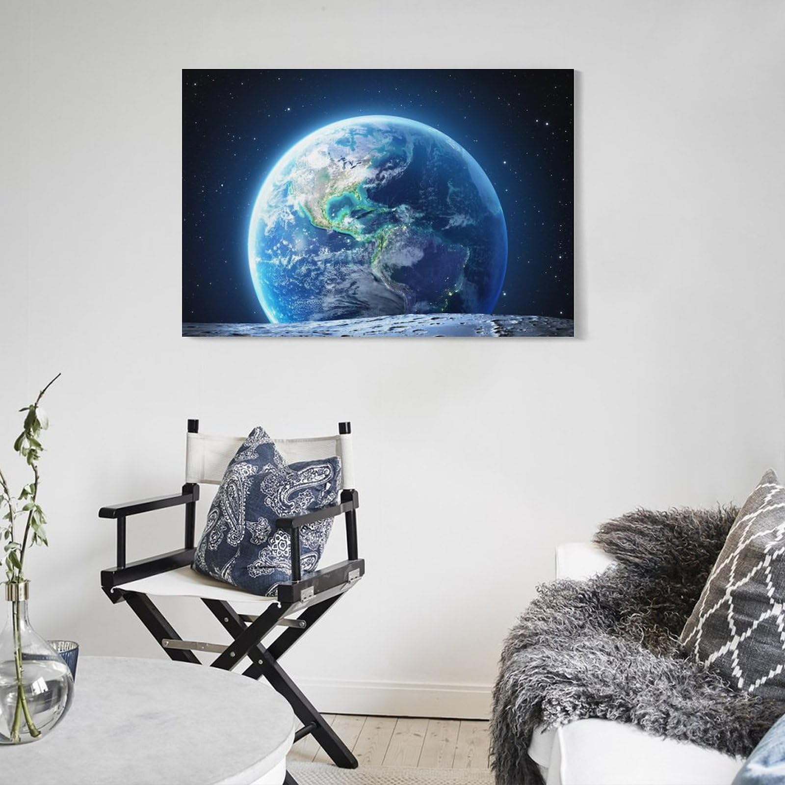 Amazon.co.jp: 青い地球と衛星宇宙風景 アートポスター ホーム装飾