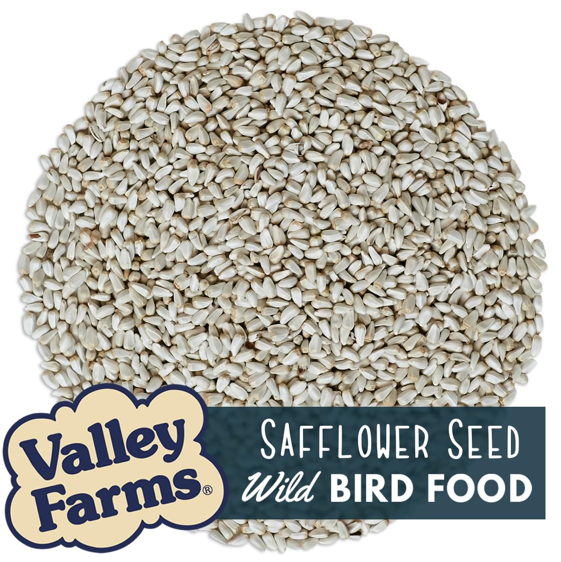 Valley Farms Safflower Seed Wild Bird Food (15 LB) for Outside Feeders, Safflower Bird Seed for Cardinals, Grosebeaks, and Buntings, Cardinal Birdseed for Ourtside Feeders