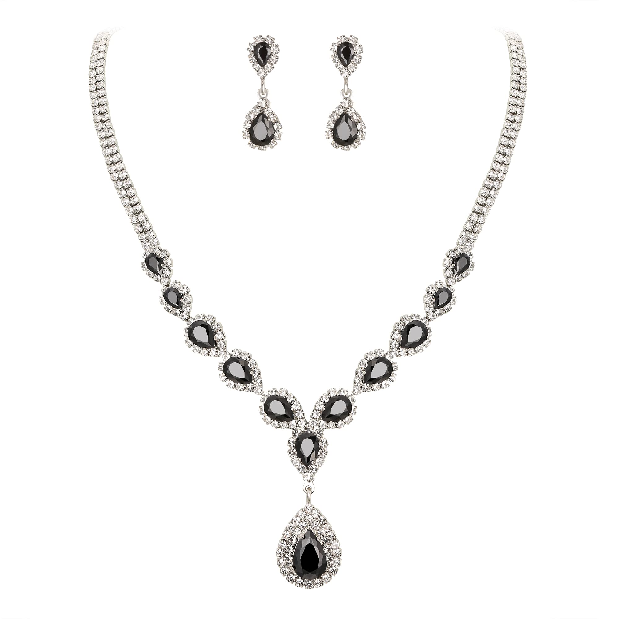 Clearine Juegos de Joyas de Mujer Zirconia Lágrimas Cristal Collar y Pendientes para Novia Boda Fiesta