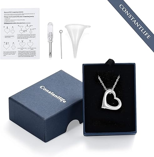 Miniatura 7 de constantlife Joyería de cremación para cenizas  Colgante de corazón conmemorativo collar de urna conmemorativa soporte para cenizas de acero