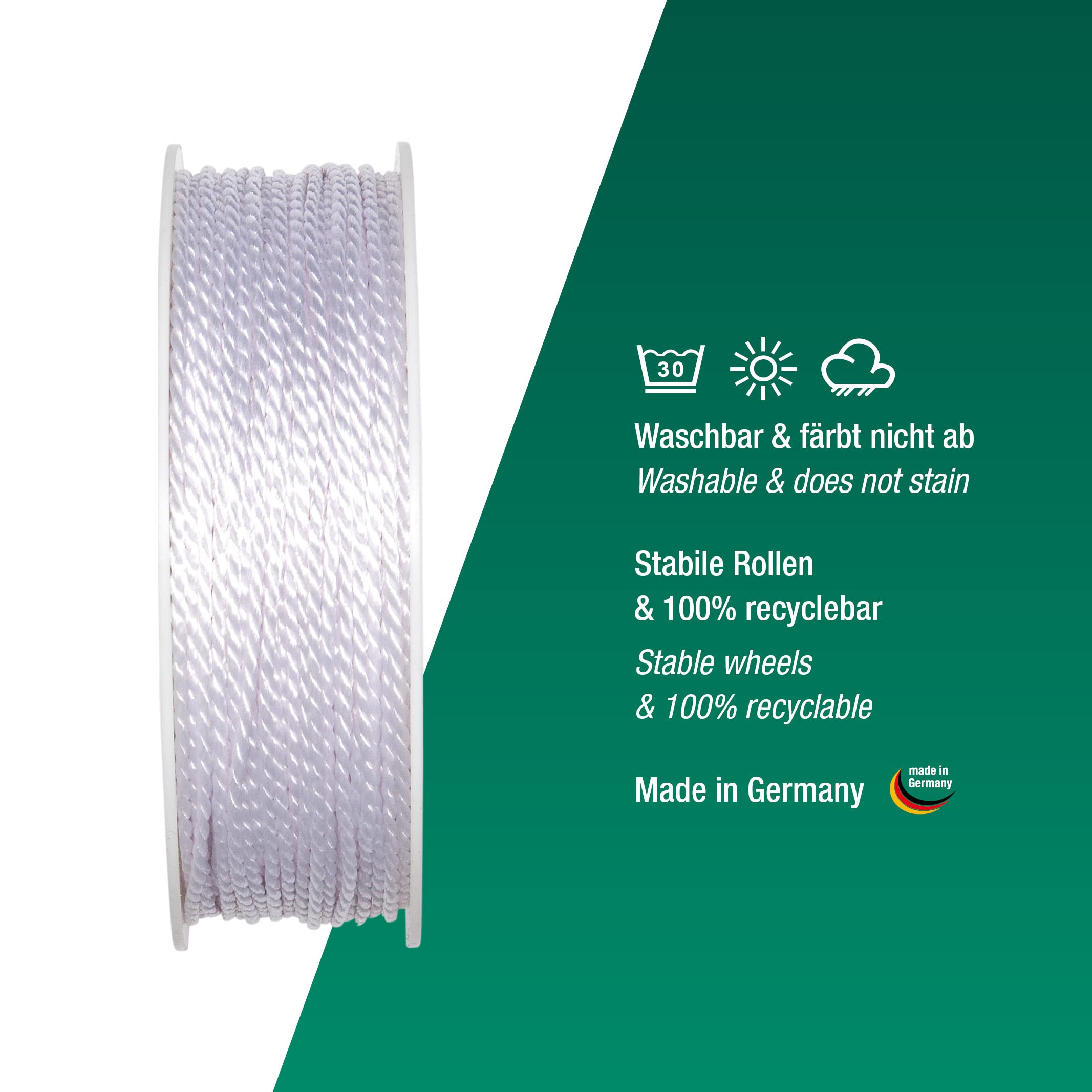 Halbach Seidenbänder Premium Kordel (weiß) – Bild 3