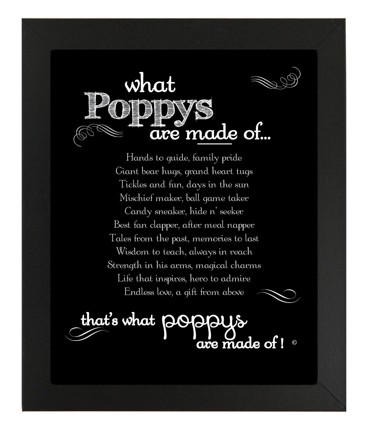 The Grandparent Gift for Grandpa What Poppy's are Made of Poem Frame
