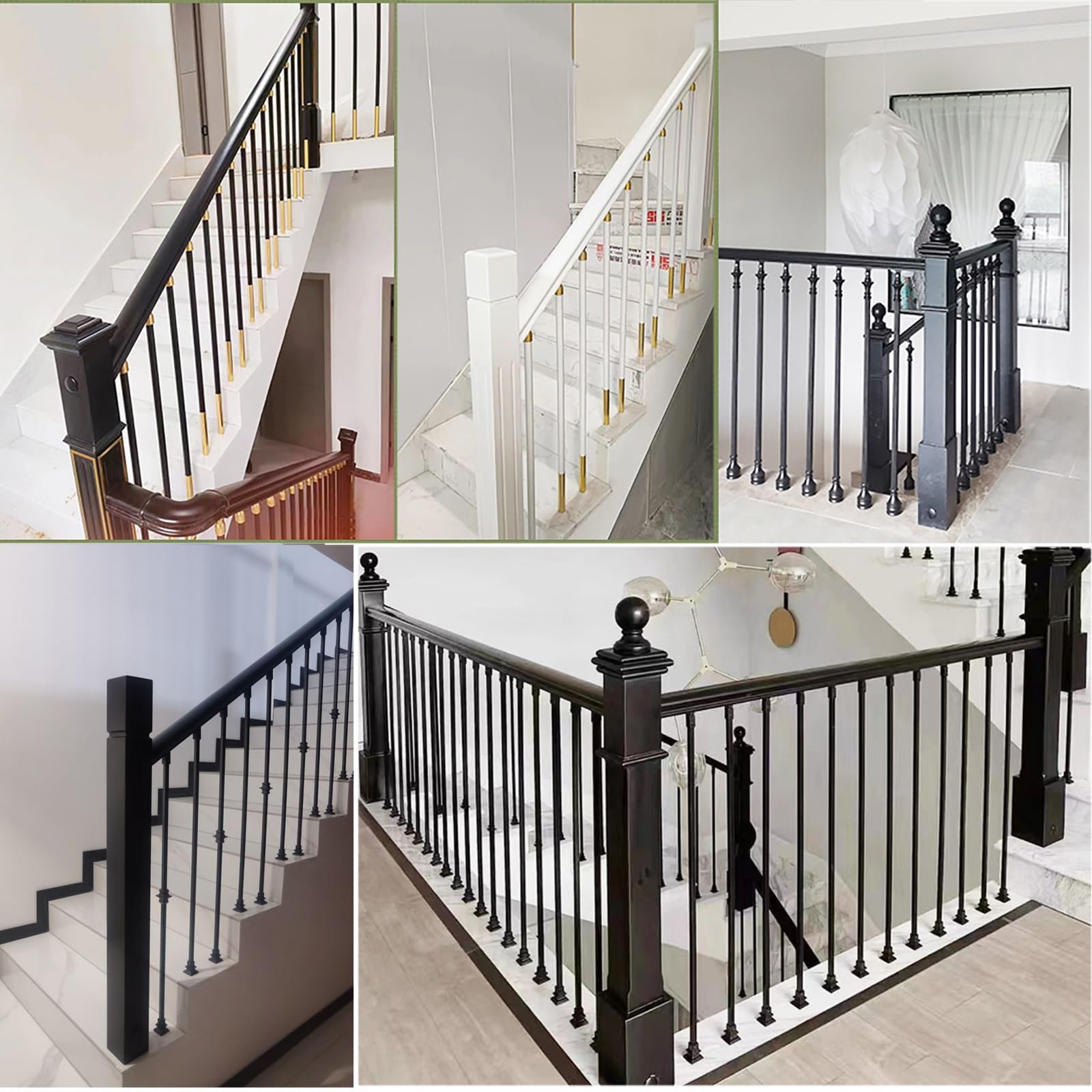 Metalowe słupki ogrodzeniowe Tralki schodowe z regulowanym wspornikiem, proste kwadratowe wrzeciona balustrad 14 mm Kolumnowe do ochrony(5 pcs)