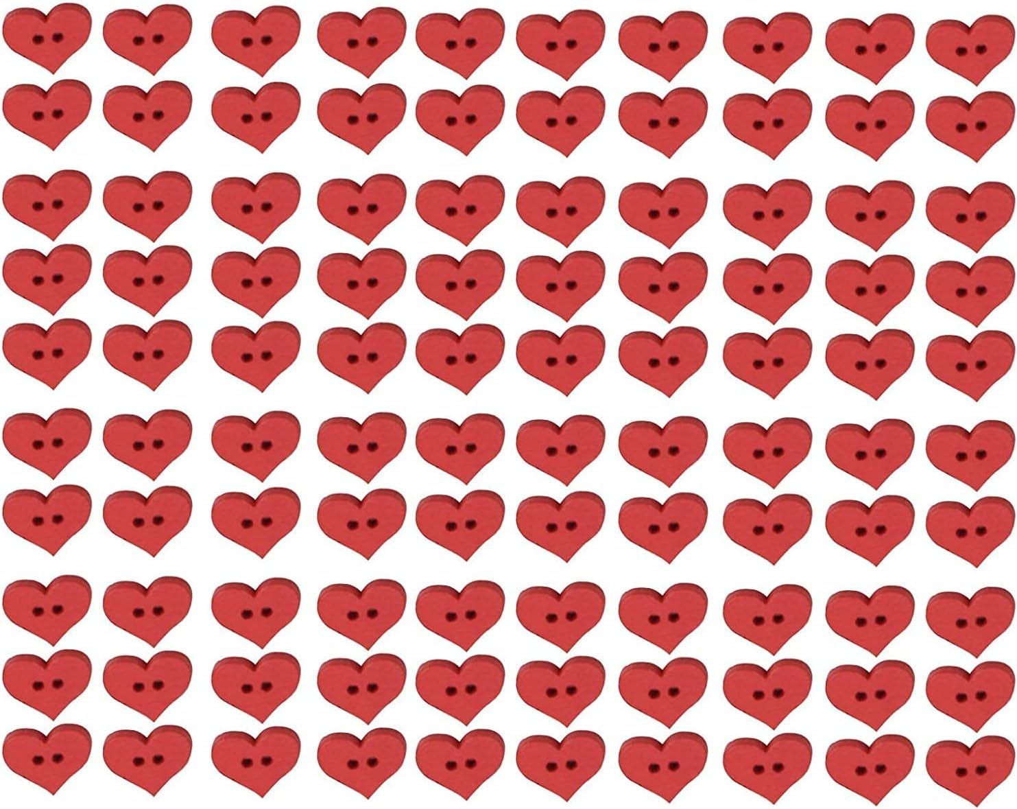 100Pcs Red 2 Holes Heart Button Red Love Heart Wooden Button Clothes DIY Sewing Accessory Decor Red Nice andFashion Fasteners