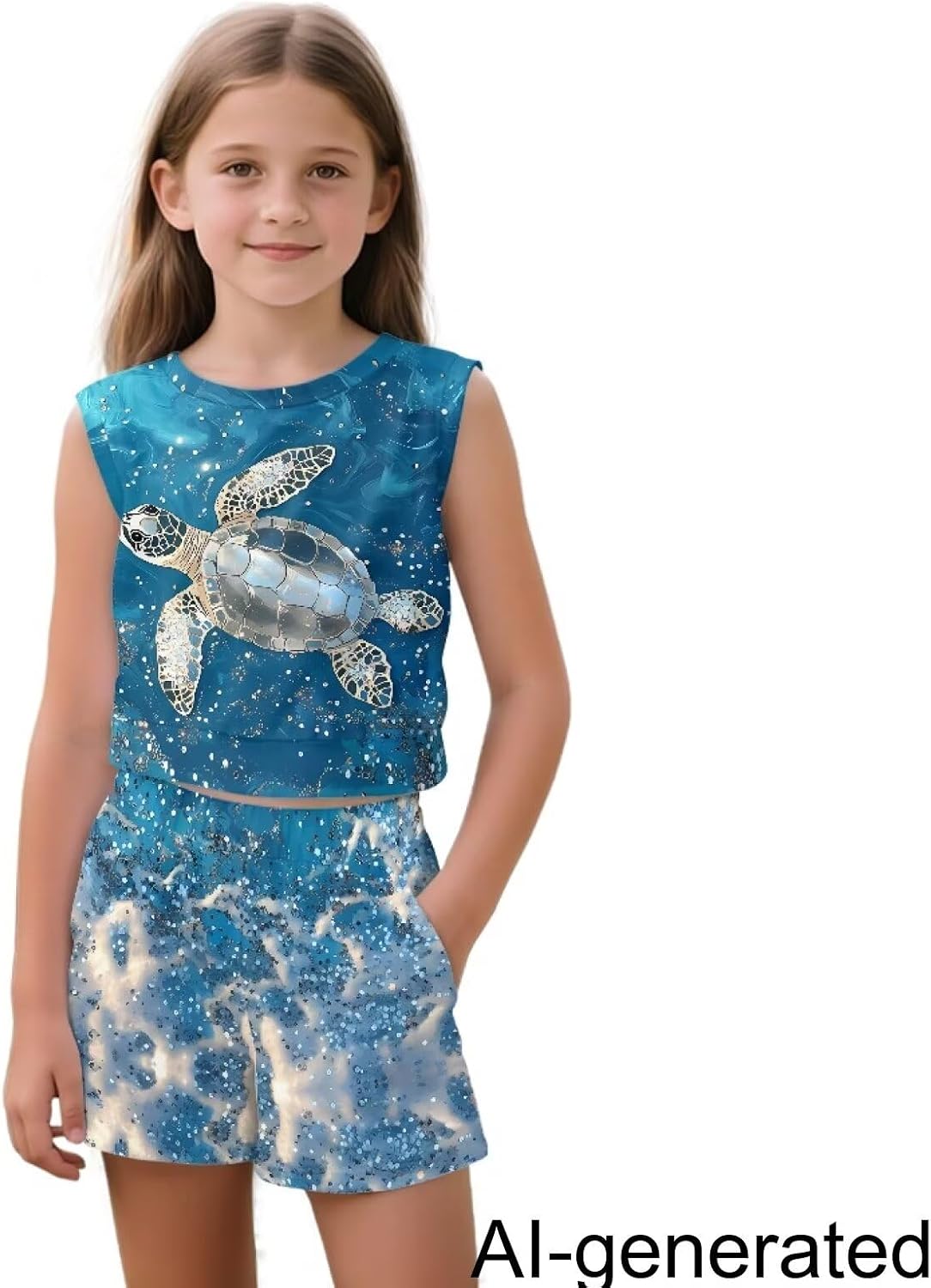 Girls Sleeveless Tank Top and Shorts Set Kids Summer Crop 2 Piece Golf Tennis Outfits with Pocket Size 5-14